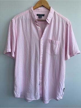 French Connection Pale Pink Short Sleeve Button-Down Shirt
